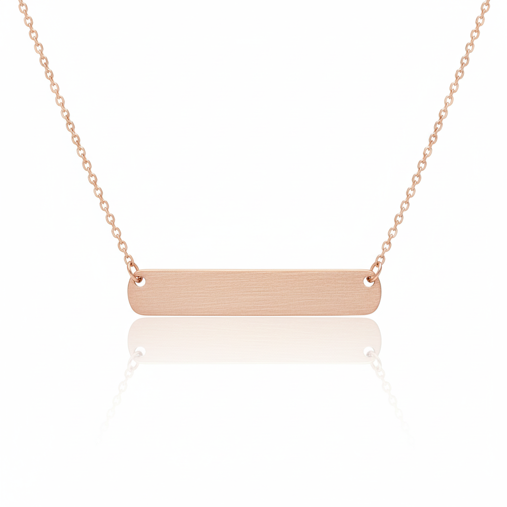 18K Gold Plated Brushed Bar Pendant Necklace - Love Mi