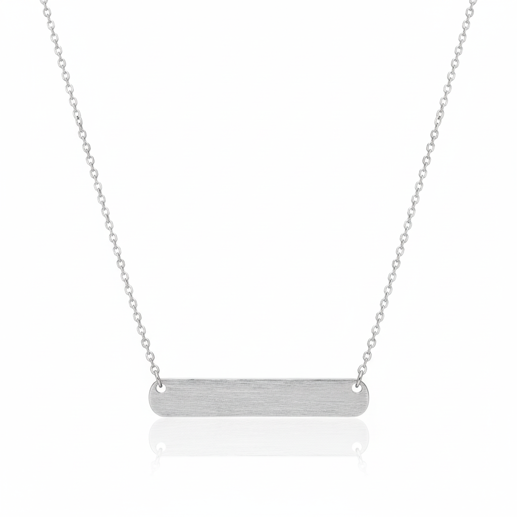 18K Gold Plated Brushed Bar Pendant Necklace - Love Mi