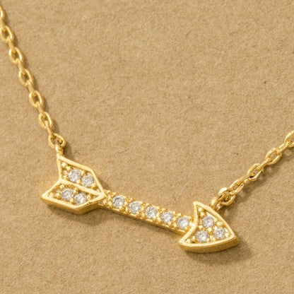18K Gold Plated Jewel Trim Arrow Pendant Necklace - Love Mi