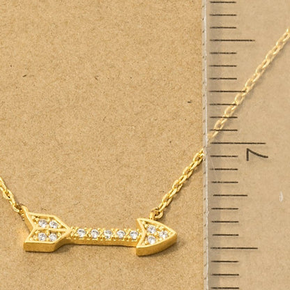 18K Gold Plated Jewel Trim Arrow Pendant Necklace - Love Mi