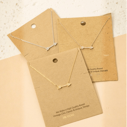 18K Gold Plated Jewel Trim Arrow Pendant Necklace - Love Mi