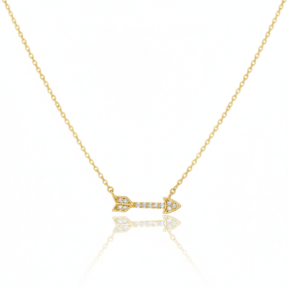 18K Gold Plated Jewel Trim Arrow Pendant Necklace - Love Mi