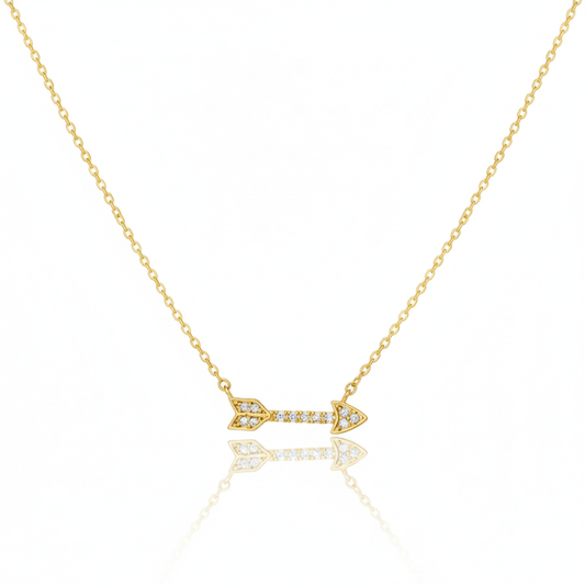 18K Gold Plated Jewel Trim Arrow Pendant Necklace - Love Mi