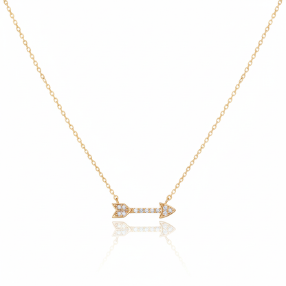 18K Gold Plated Jewel Trim Arrow Pendant Necklace - Love Mi