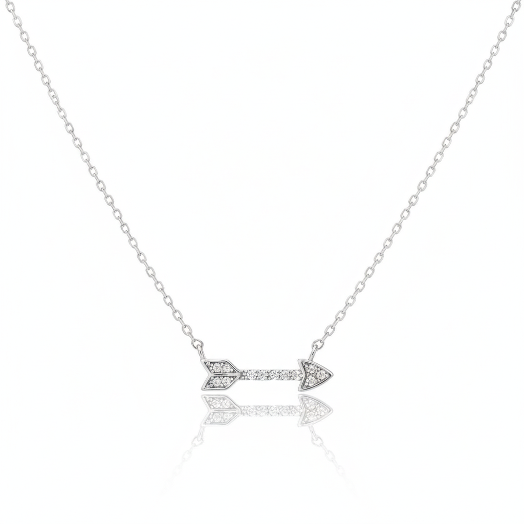 18K Gold Plated Jewel Trim Arrow Pendant Necklace - Love Mi