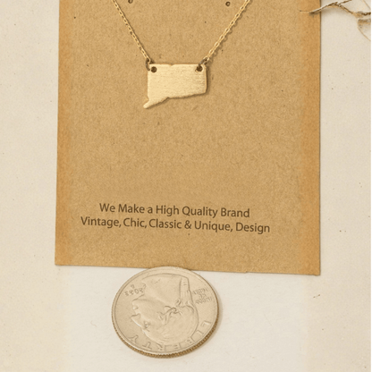 18K Gold Plated Connecticut State Pendant Necklace