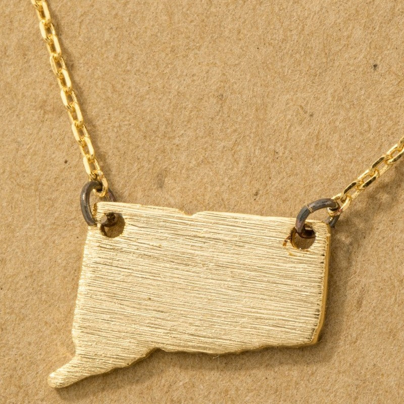 18K Gold Plated Connecticut State Pendant Necklace