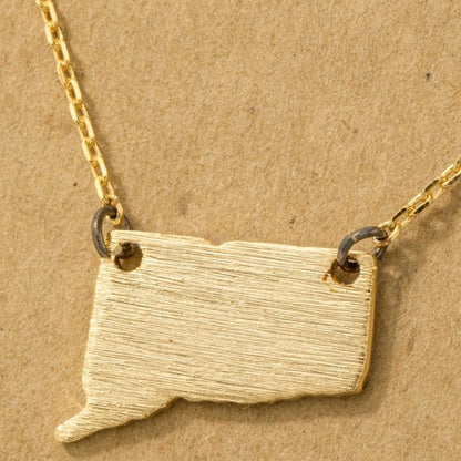 18K Gold Plated Connecticut State Pendant Necklace