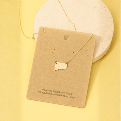 18K Gold Plated Connecticut State Pendant Necklace