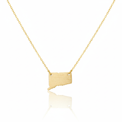 18K Gold Plated Connecticut State Pendant Necklace