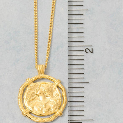 18K Gold Plated Hammered Circle Disc Pendant Necklace