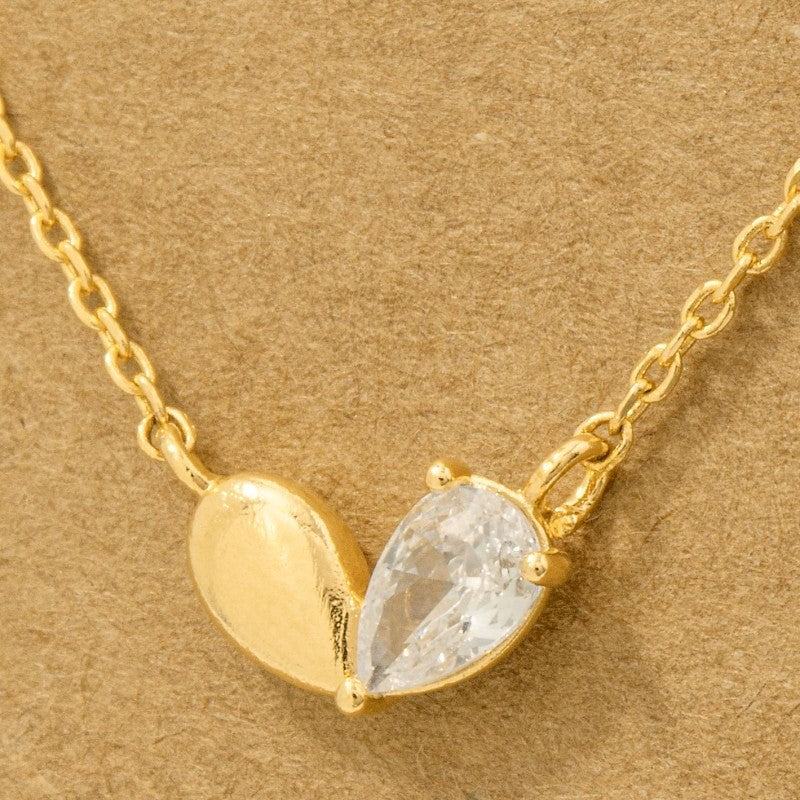 18K Gold Plated CZ Heart Shape Pendant Necklace
