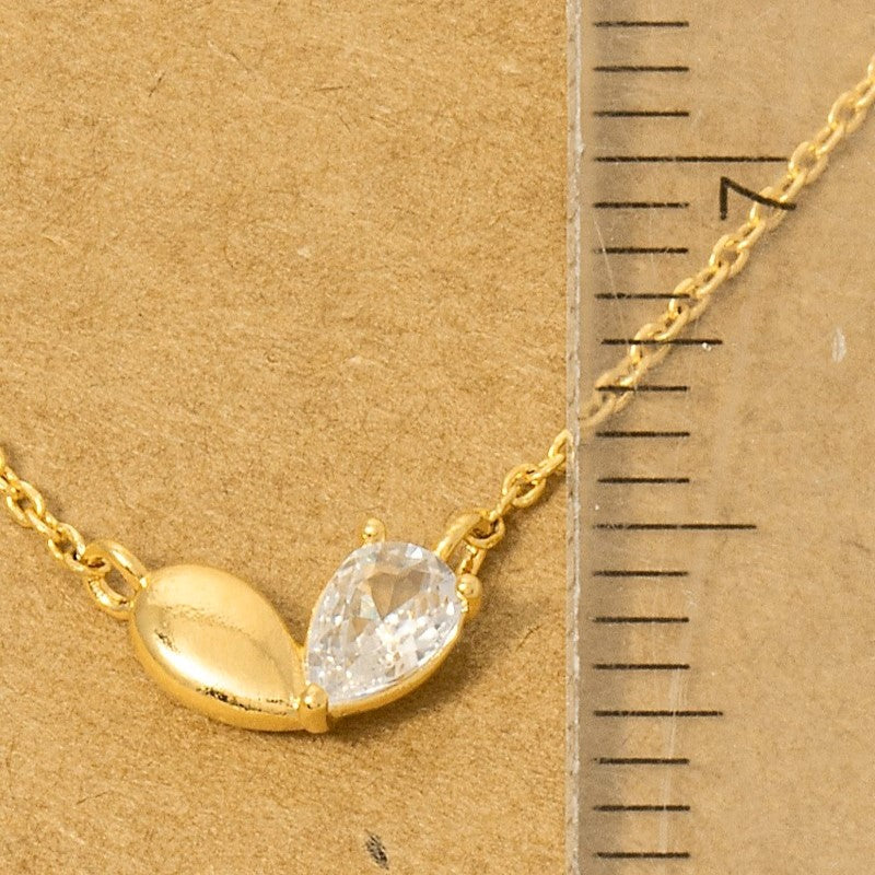 18K Gold Plated CZ Heart Shape Pendant Necklace