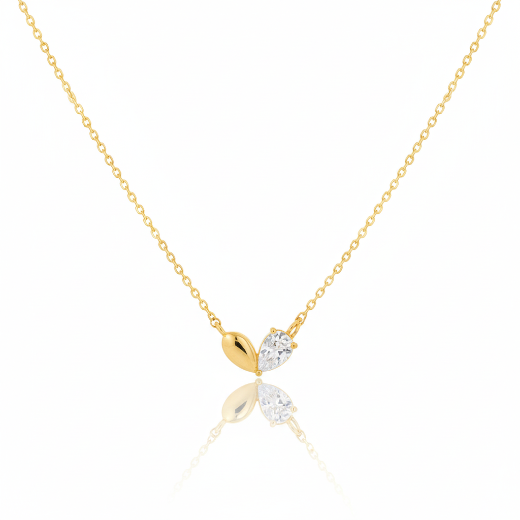 18K Gold Plated CZ Heart Shape Pendant Necklace