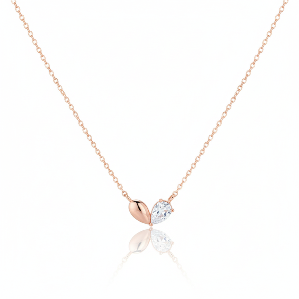 18K Gold Plated CZ Heart Shape Pendant Necklace