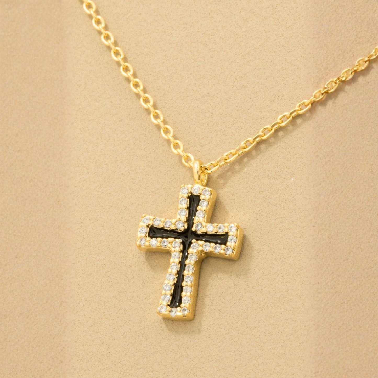 18K Gold Plated Enamel Cross Pendant Necklace
