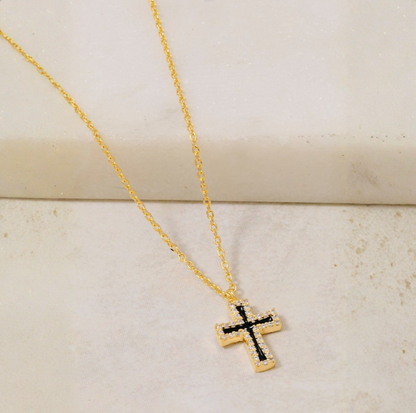 18K Gold Plated Enamel Cross Pendant Necklace