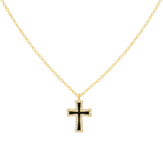 18K Gold Plated Enamel Cross Pendant Necklace