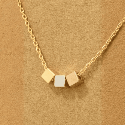 18K Gold Plated Triple Cube Charm Necklace