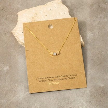 18K Gold Plated Triple Cube Charm Necklace