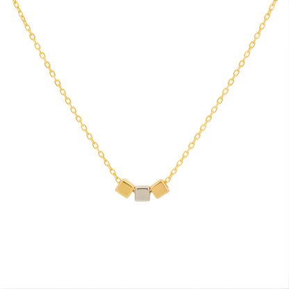 18K Gold Plated Triple Cube Charm Necklace