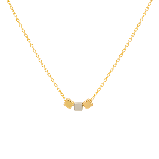 18K Gold Plated Triple Cube Charm Necklace