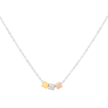 18K Gold Plated Triple Cube Charm Necklace