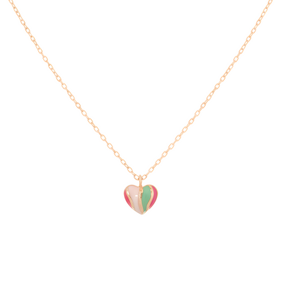 18K Gold Plated Rainbow Enamel Heart Pendant Necklace