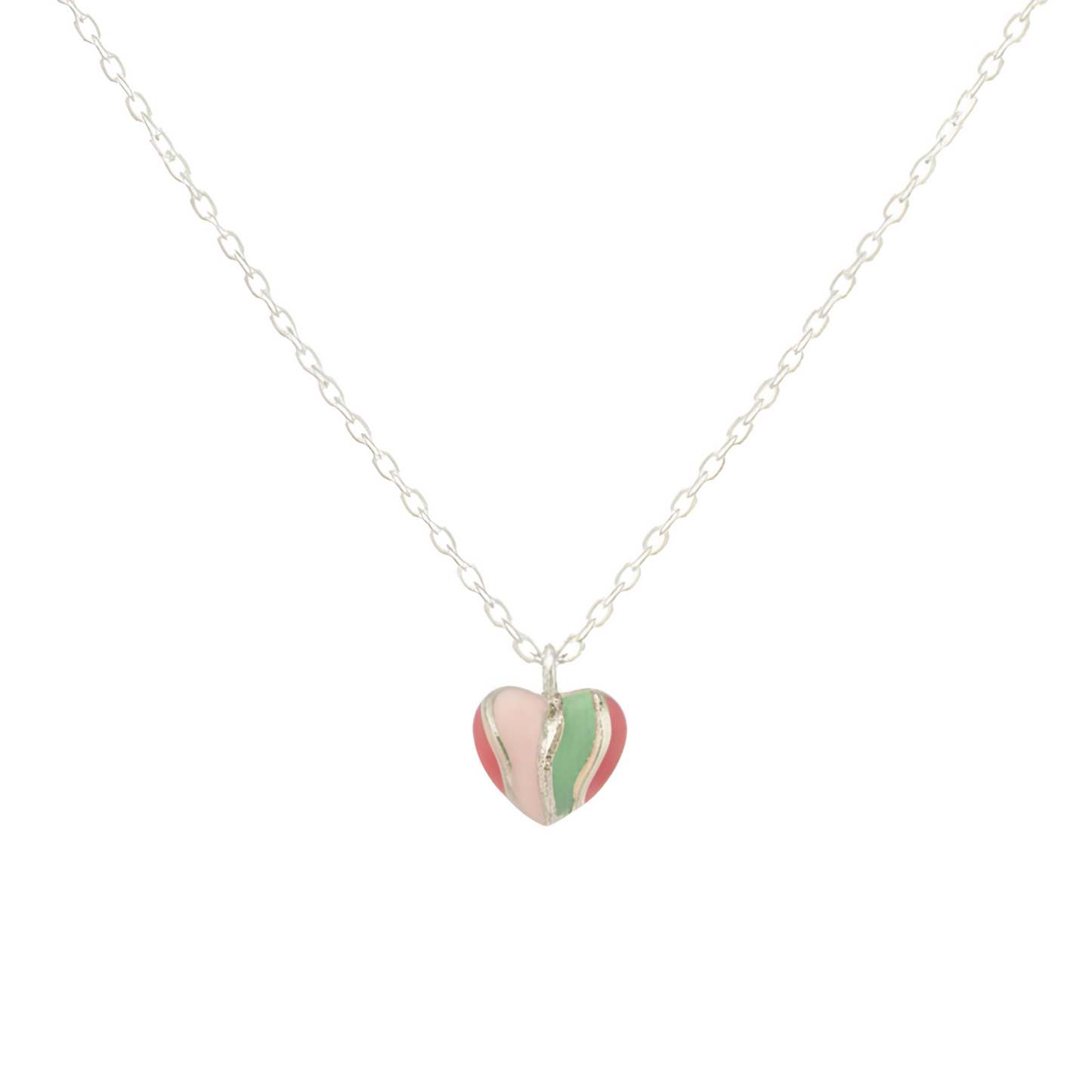 18K Gold Plated Rainbow Enamel Heart Pendant Necklace