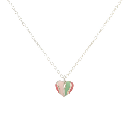 18K Gold Plated Rainbow Enamel Heart Pendant Necklace