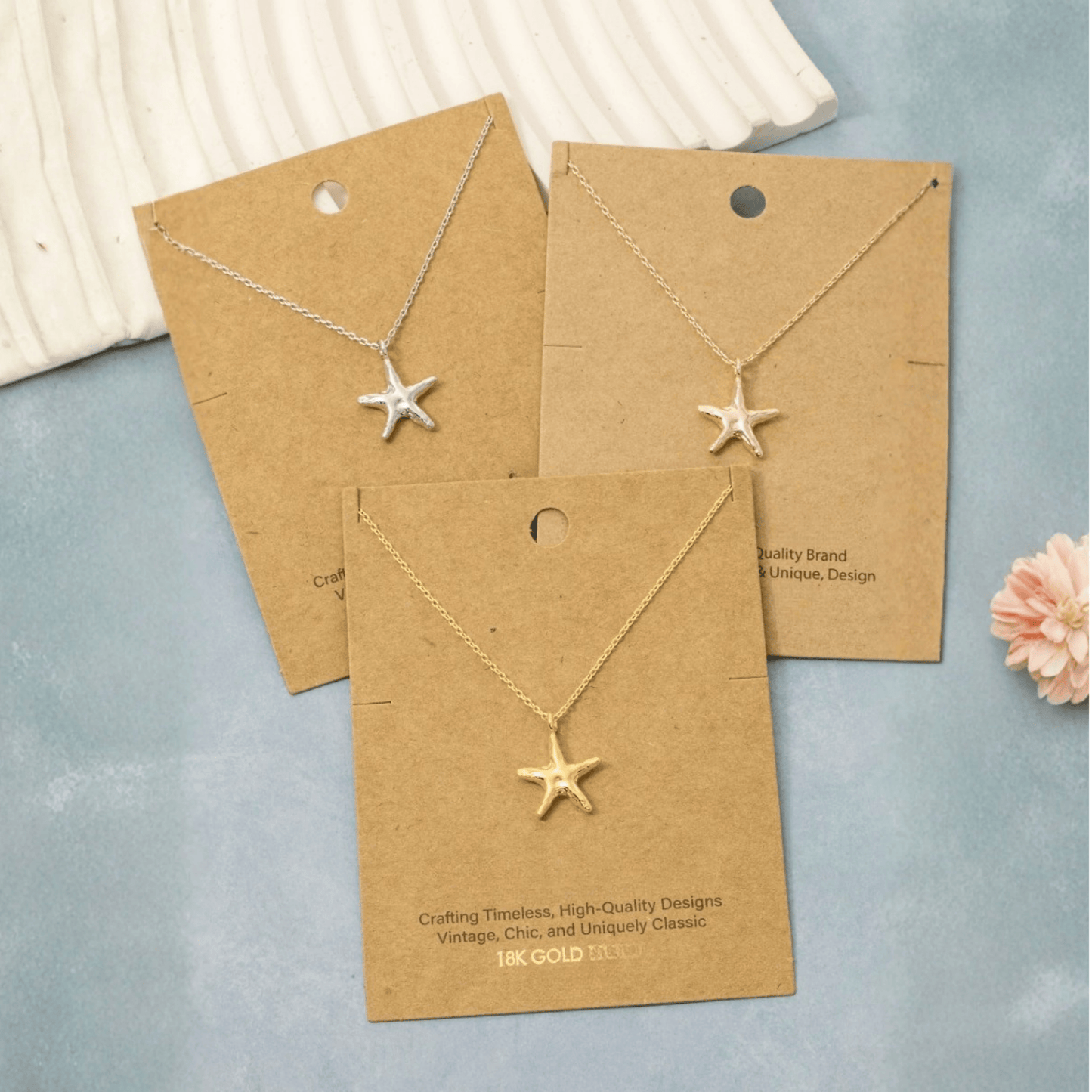 18K Gold Plated Starfish Pendant Necklace