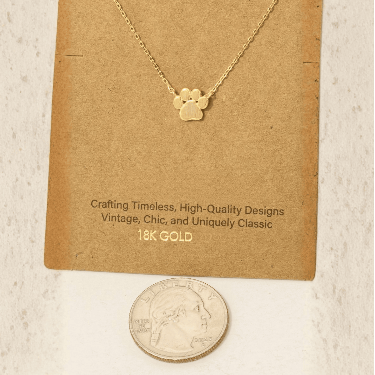 18K Gold Plated Mini Paw Print Charm Necklace
