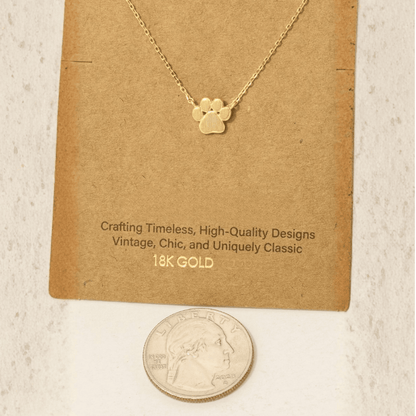 18K Gold Plated Mini Paw Print Charm Necklace