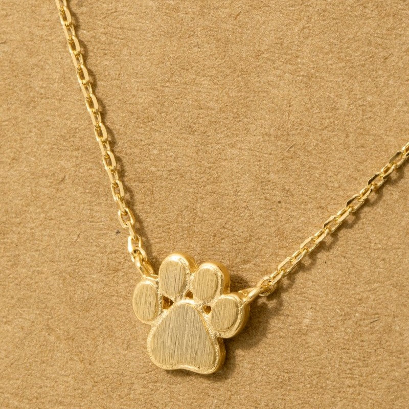 18K Gold Plated Mini Paw Print Charm Necklace