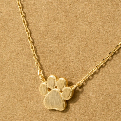 18K Gold Plated Mini Paw Print Charm Necklace