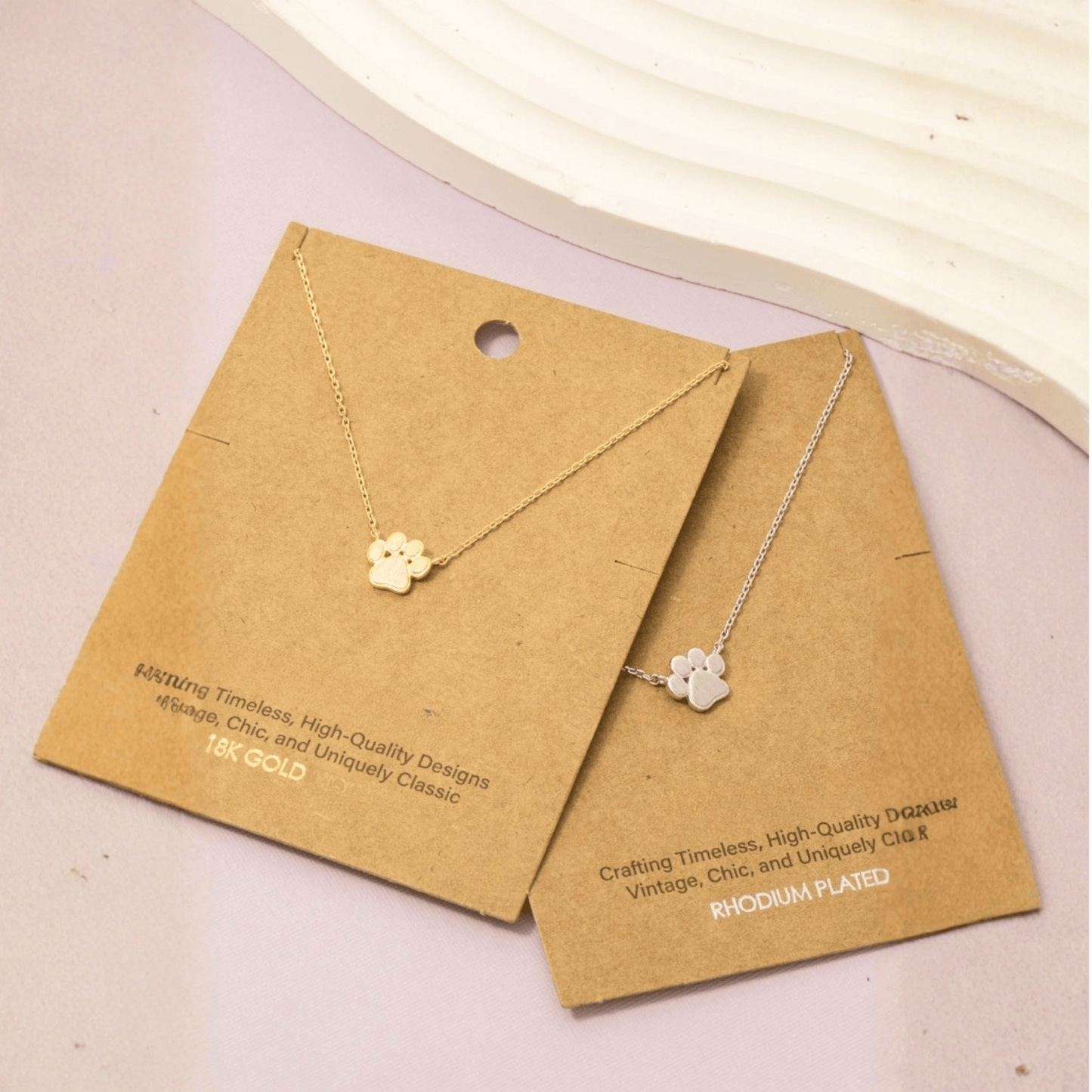 18K Gold Plated Mini Paw Print Charm Necklace