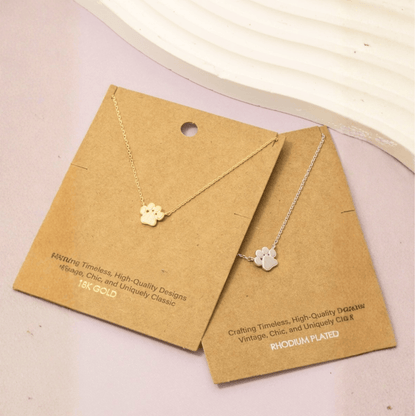 18K Gold Plated Mini Paw Print Charm Necklace