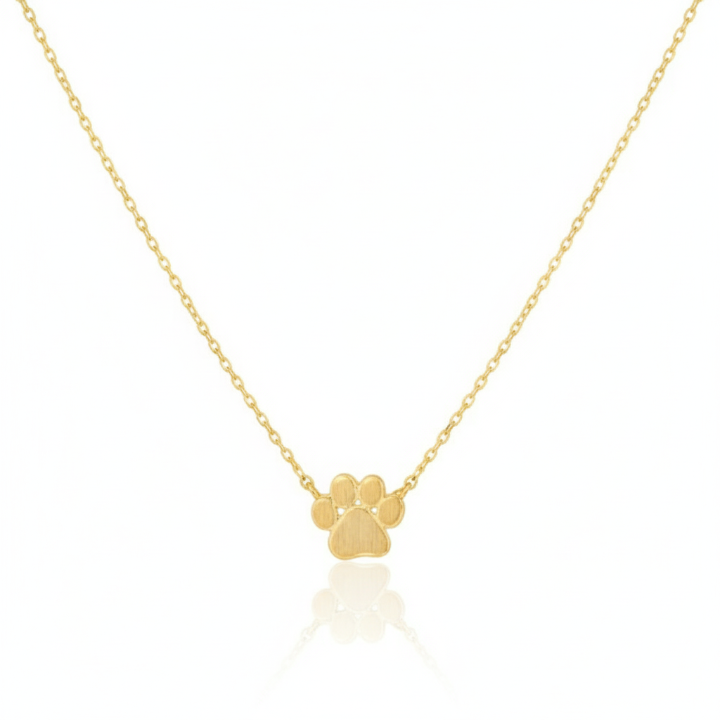 18K Gold Plated Mini Paw Print Charm Necklace