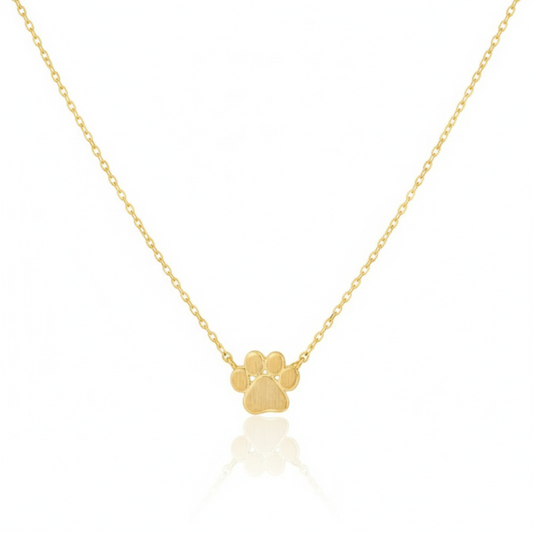 18K Gold Plated Mini Paw Print Charm Necklace