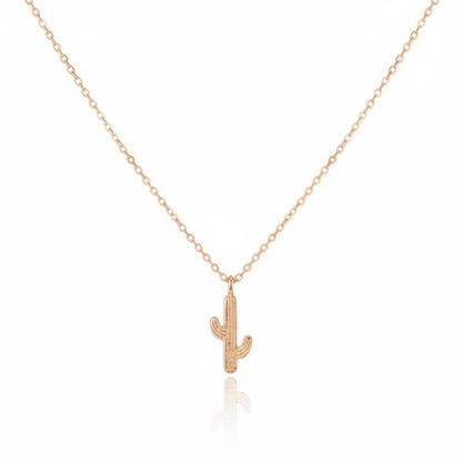 18K Gold Plated Dainty Cactus Pendant Necklace