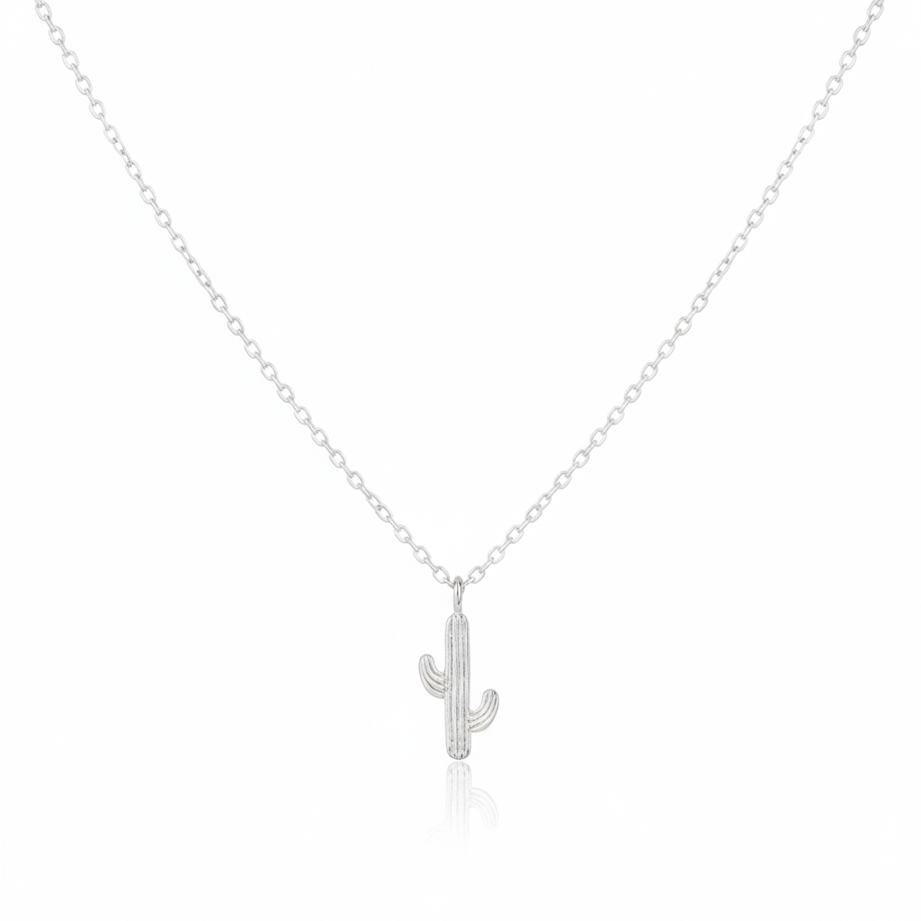 18K Gold Plated Dainty Cactus Pendant Necklace