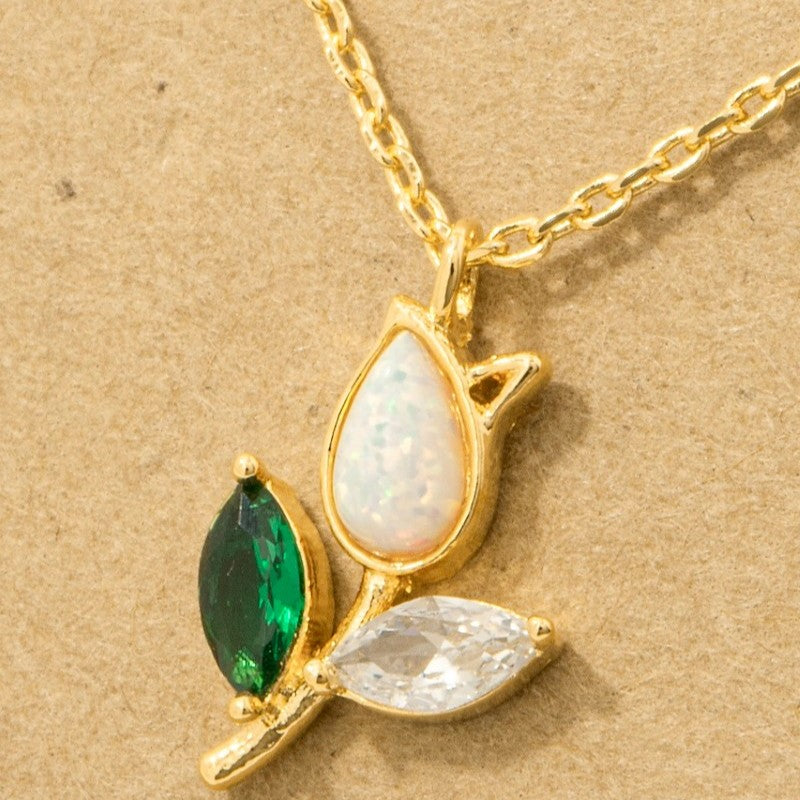 18K Gold Plated Tulip Flower Pendant Necklace