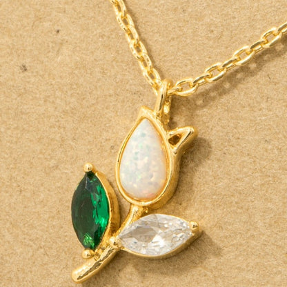 18K Gold Plated Tulip Flower Pendant Necklace