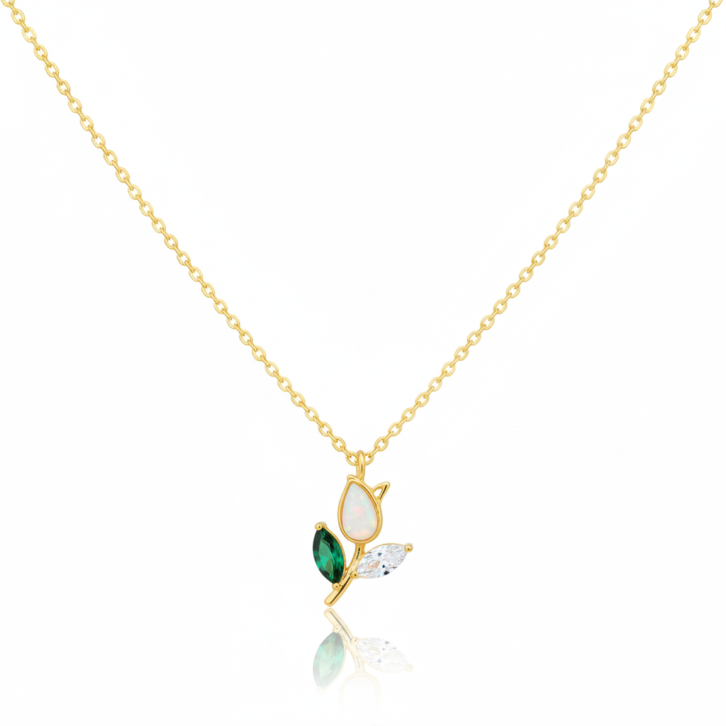 18K Gold Plated Tulip Flower Pendant Necklace
