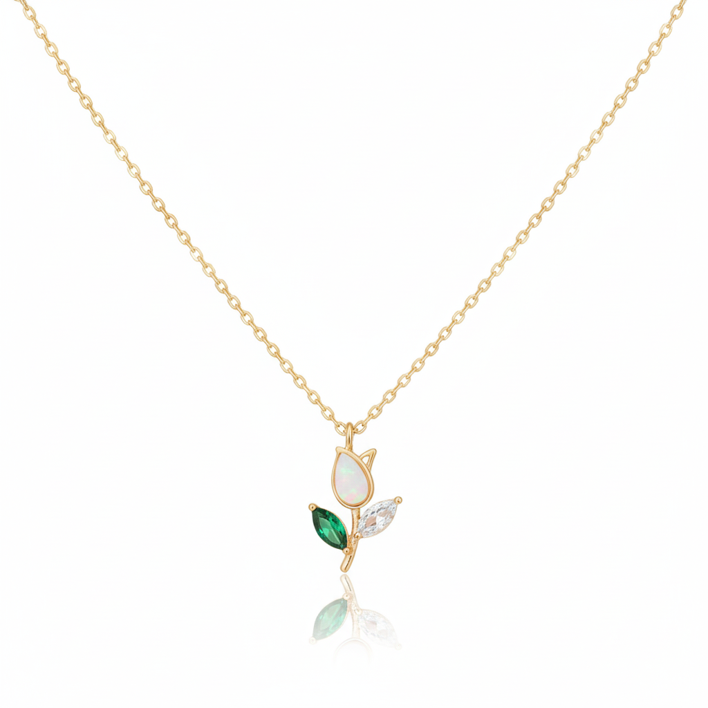 18K Gold Plated Tulip Flower Pendant Necklace