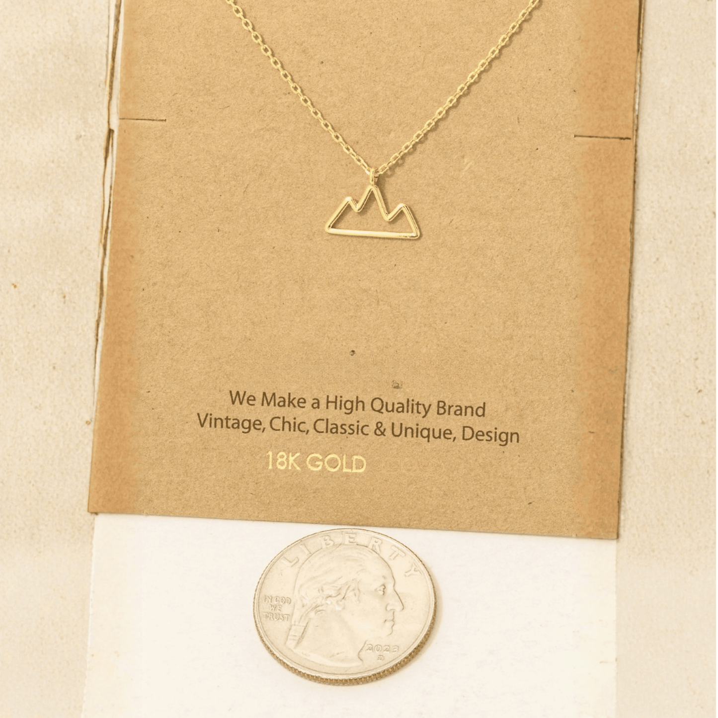 18K Gold Plated Wire Mountain Pendant Necklace