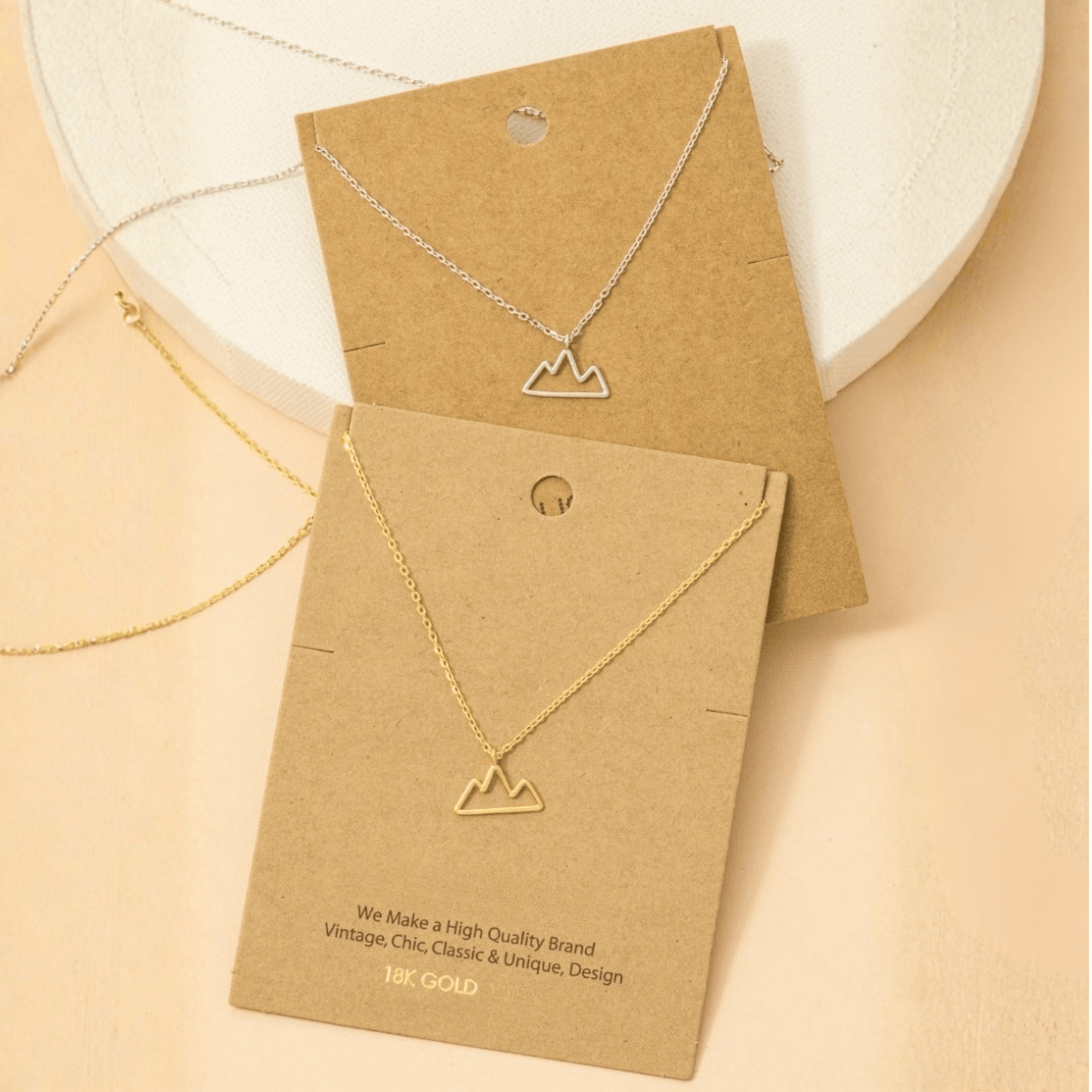 18K Gold Plated Wire Mountain Pendant Necklace