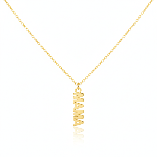 18K Gold Plated Flat Mama Pendant Necklace - Love Mi