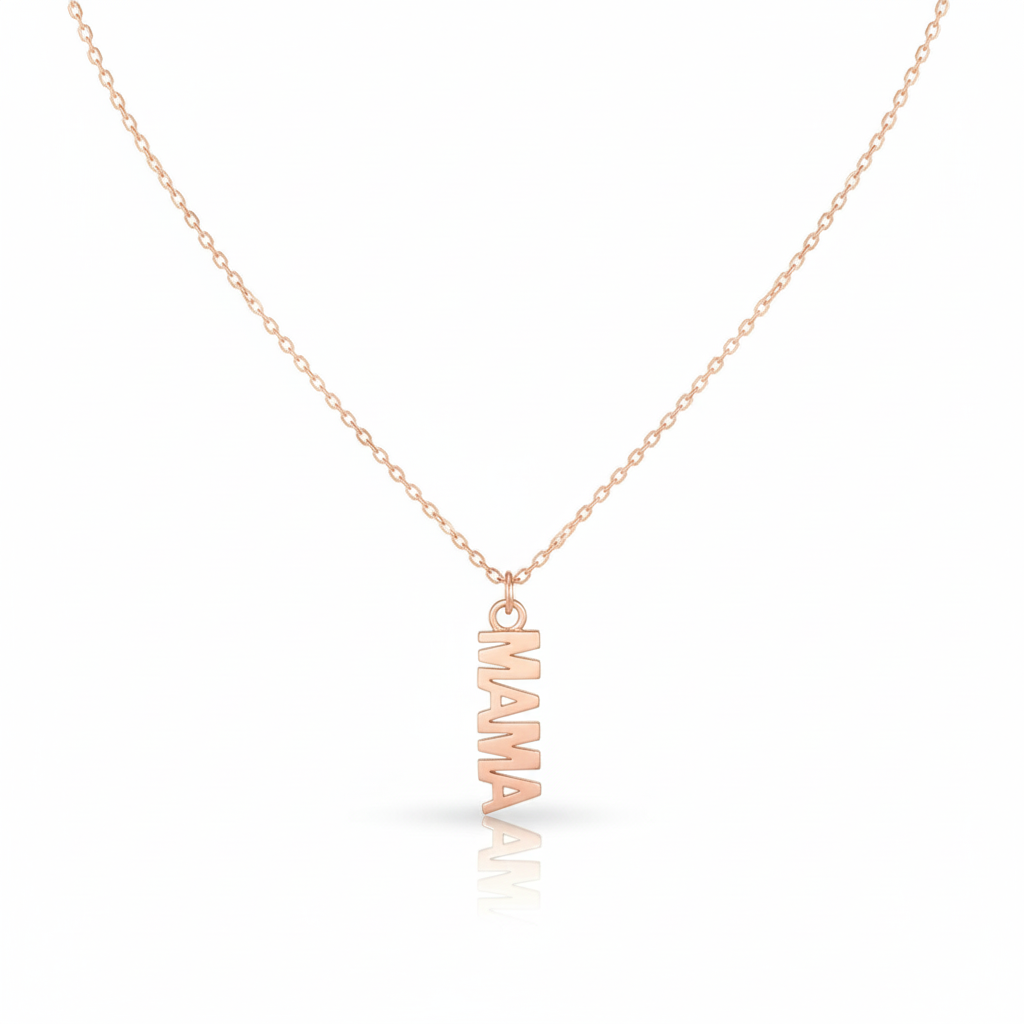 18K Gold Plated Flat Mama Pendant Necklace - Love Mi