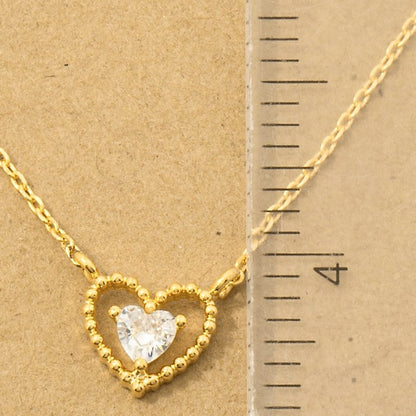 18K Gold Plated Halo Cz Heart Pendant Necklace - Love Mi